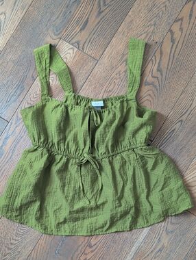 a new day Olive Green Smocked Tie-Front Camisole Top